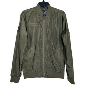Army Performance Bomber Jacket Unisex Small Green Satin Military Uniform Costume